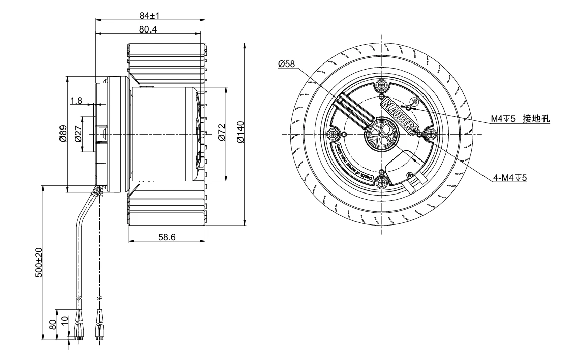 BC-F140B-EC-02 Overall Dimensions